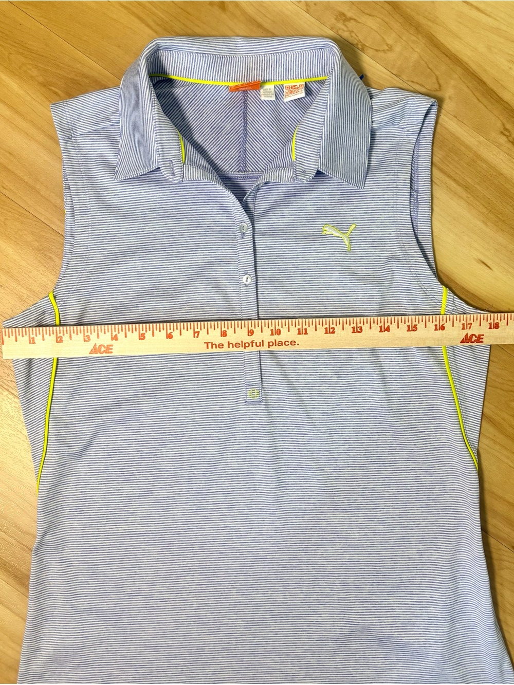 PUMA Women's Sleeveless Striped Collared Golf Polo Shirt Sportlifestyle Size M - Picture 7 of 7